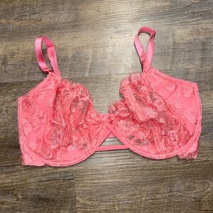 Victoria's Secret Dream Angels Pink Lace Unlined Push-Up Bra 36DDD F80 Floral